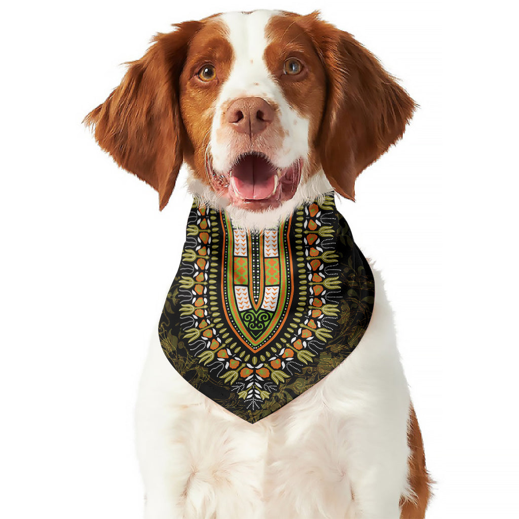 Orange And Black African Dashiki Print Dog Bandana