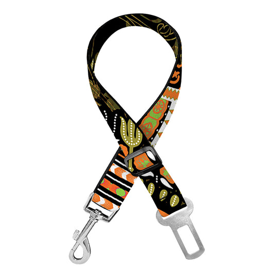 Orange And Black African Dashiki Print Dog Seat Belt