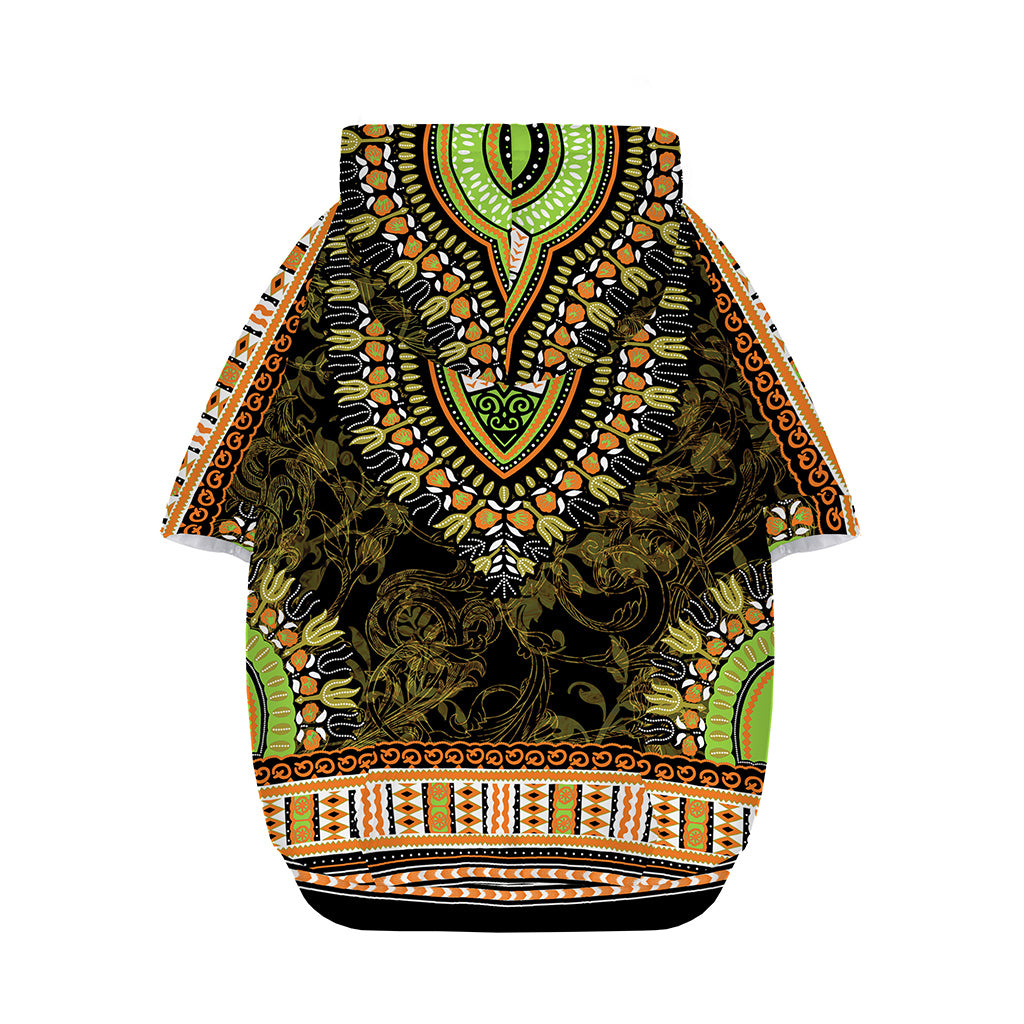 Orange And Black African Dashiki Print Dog Zip Up Hoodie