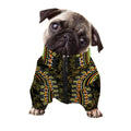 Orange And Black African Dashiki Print Dog Zip Up Jacket
