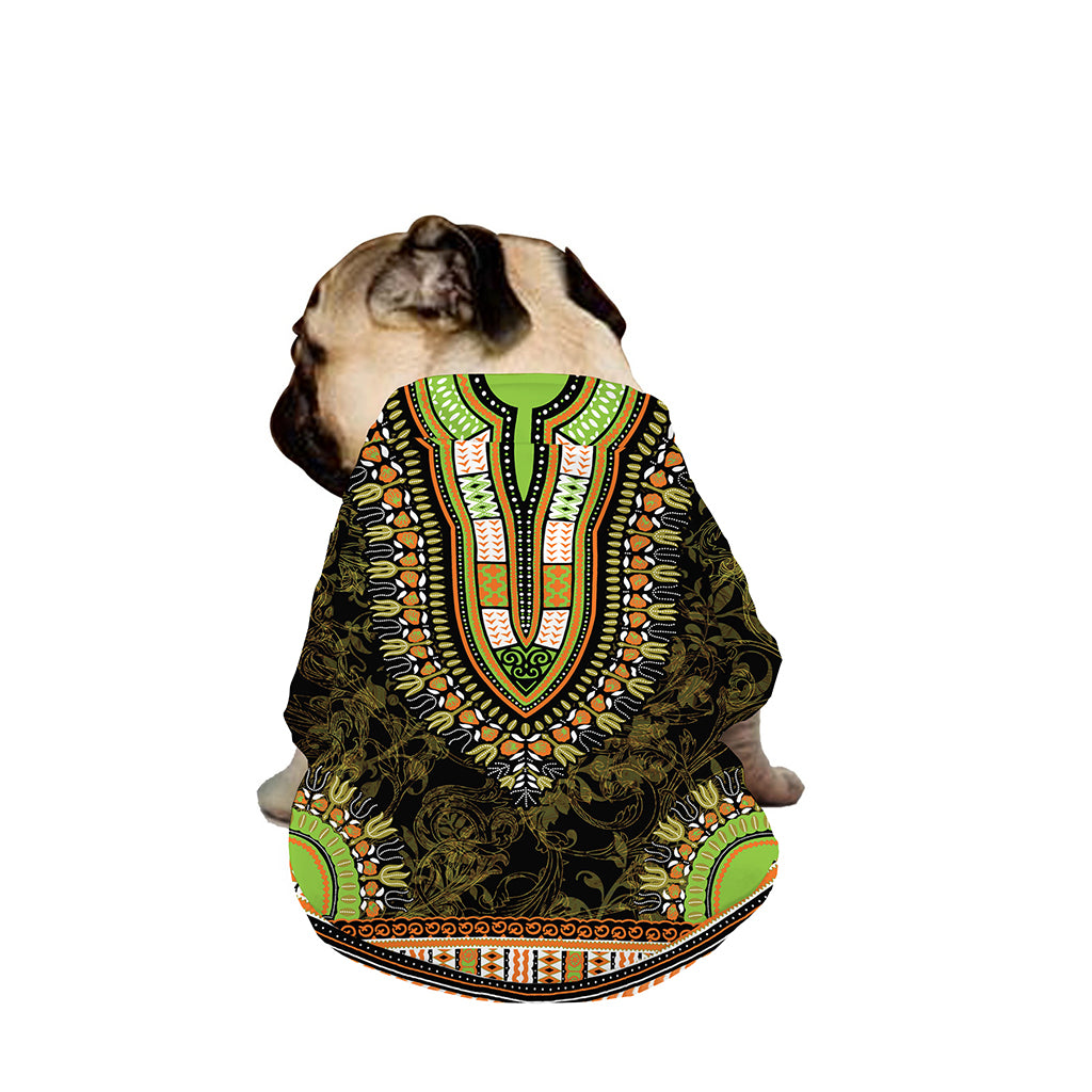 Orange And Black African Dashiki Print Dog Zip Up Jacket