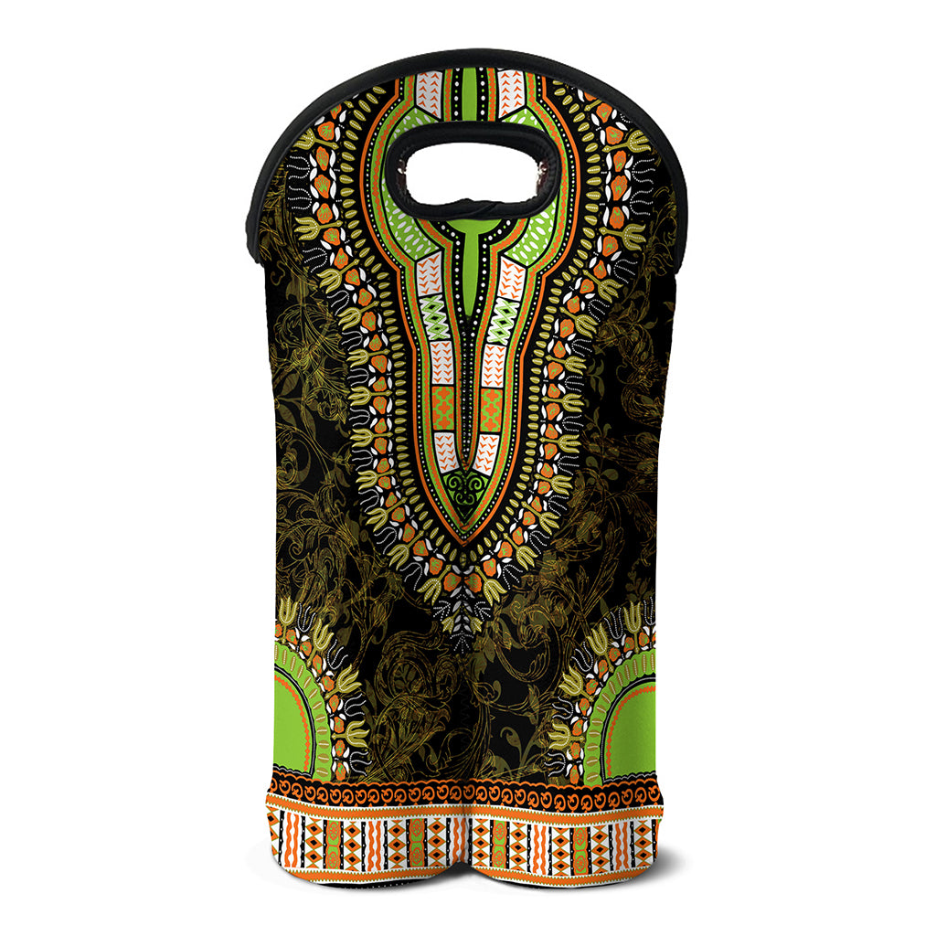 Orange And Black African Dashiki Print Double Neoprene Wine Tote