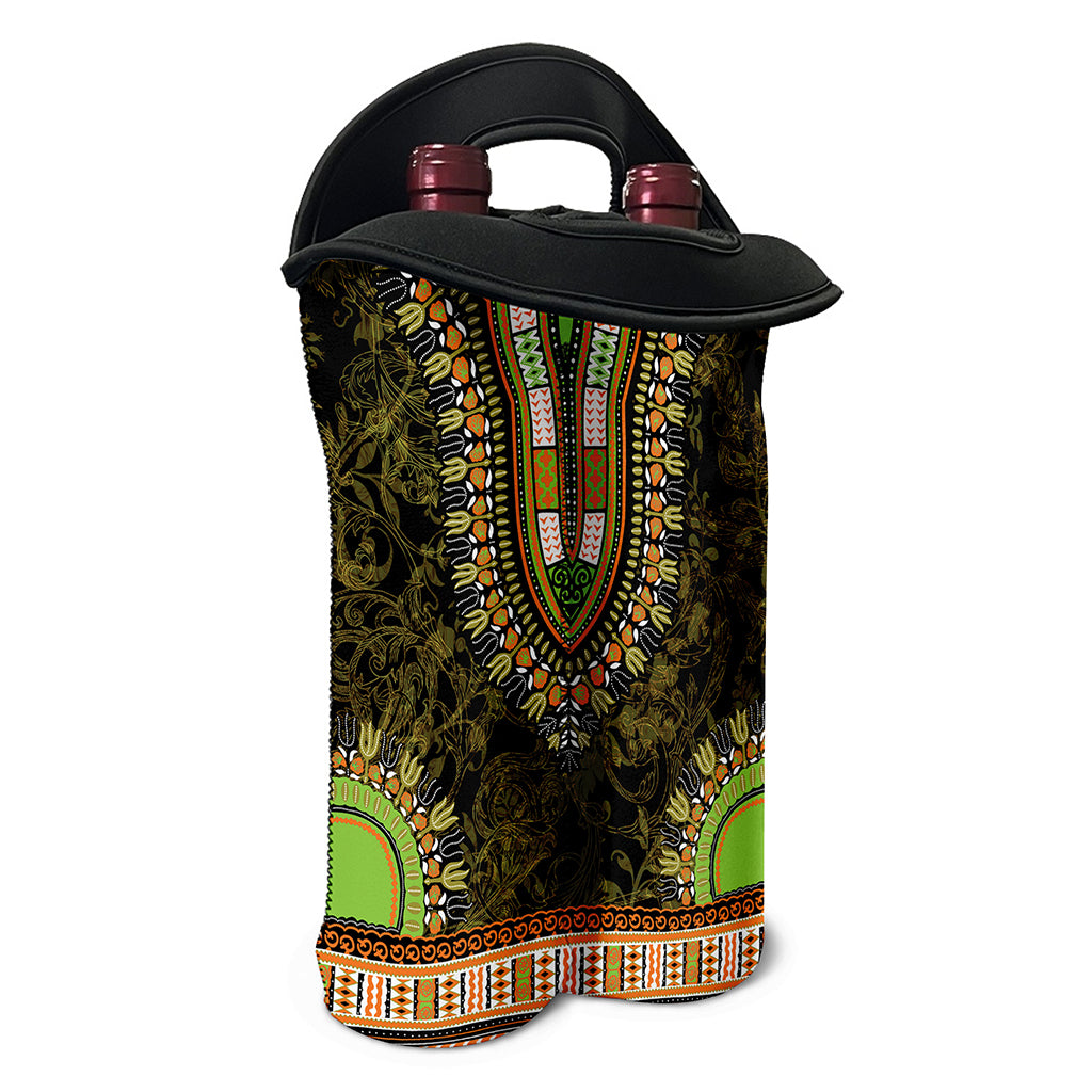 Orange And Black African Dashiki Print Double Neoprene Wine Tote