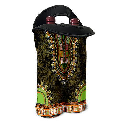 Orange And Black African Dashiki Print Double Neoprene Wine Tote