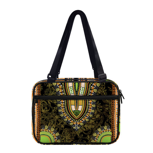 Orange And Black African Dashiki Print Double Strap Bible Bag