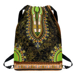 Orange And Black African Dashiki Print Drawstring Backpack