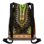 Orange And Black African Dashiki Print Drawstring Backpack