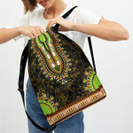 Orange And Black African Dashiki Print Drawstring Backpack