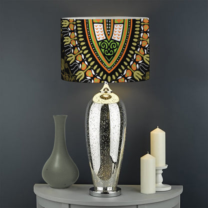 Orange And Black African Dashiki Print Drum Lamp Shade