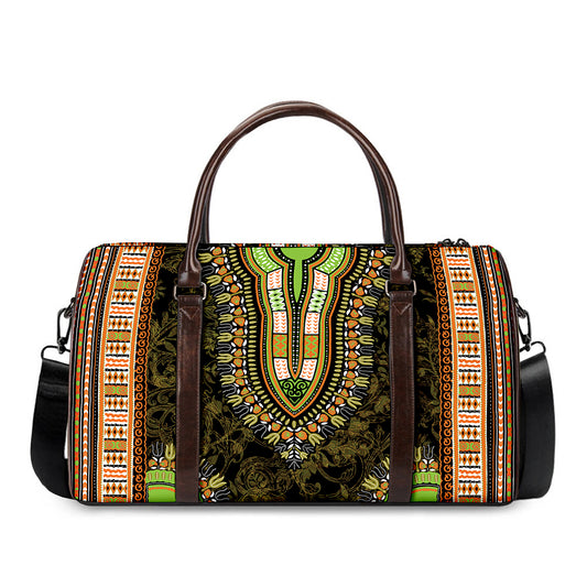 Orange And Black African Dashiki Print Duffle Bag