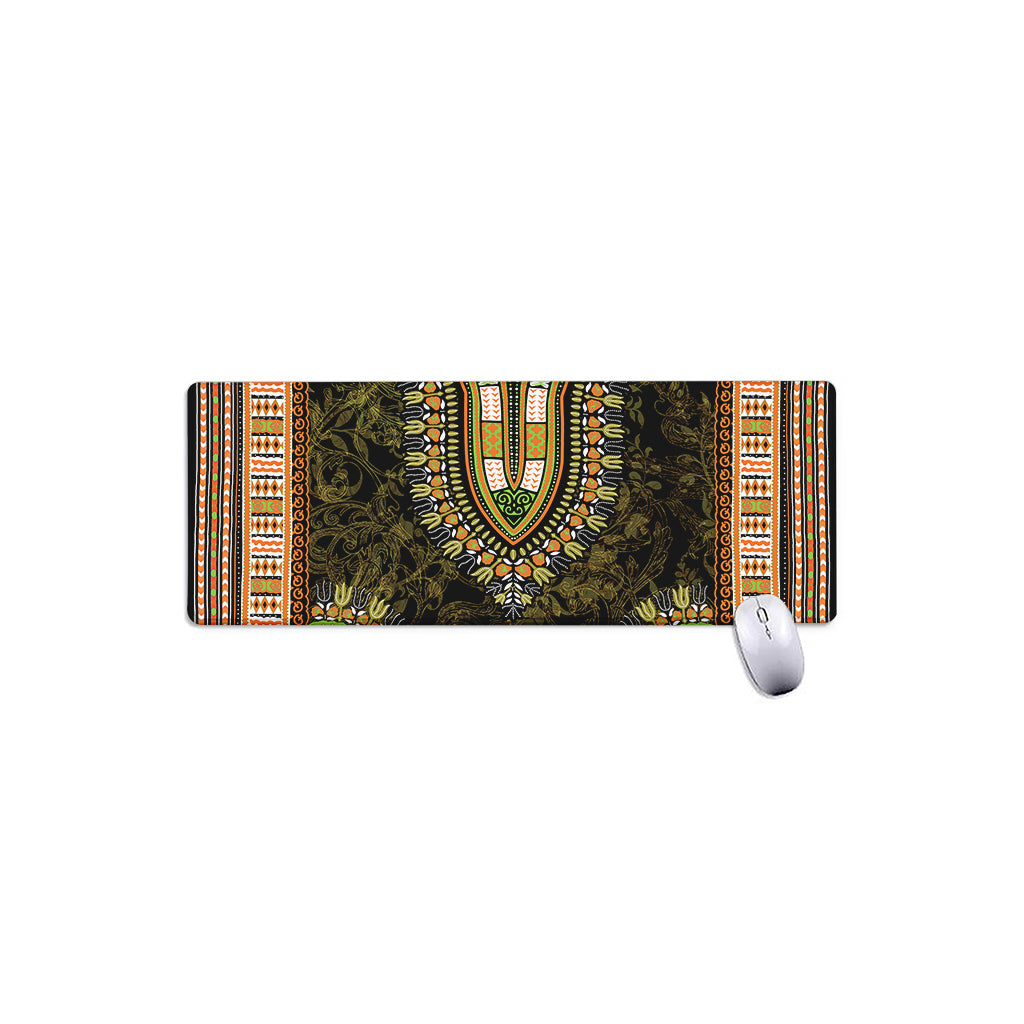Orange And Black African Dashiki Print Extended Mouse Pad