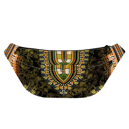 Orange And Black African Dashiki Print Fanny Pack