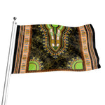 Orange And Black African Dashiki Print Flag