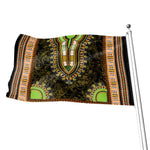Orange And Black African Dashiki Print Flag