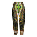 Orange And Black African Dashiki Print Fleece Lined Knit Pants