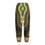 Orange And Black African Dashiki Print Fleece Lined Knit Pants
