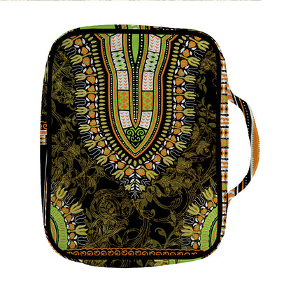 Orange And Black African Dashiki Print Front Pocket Bible Bag