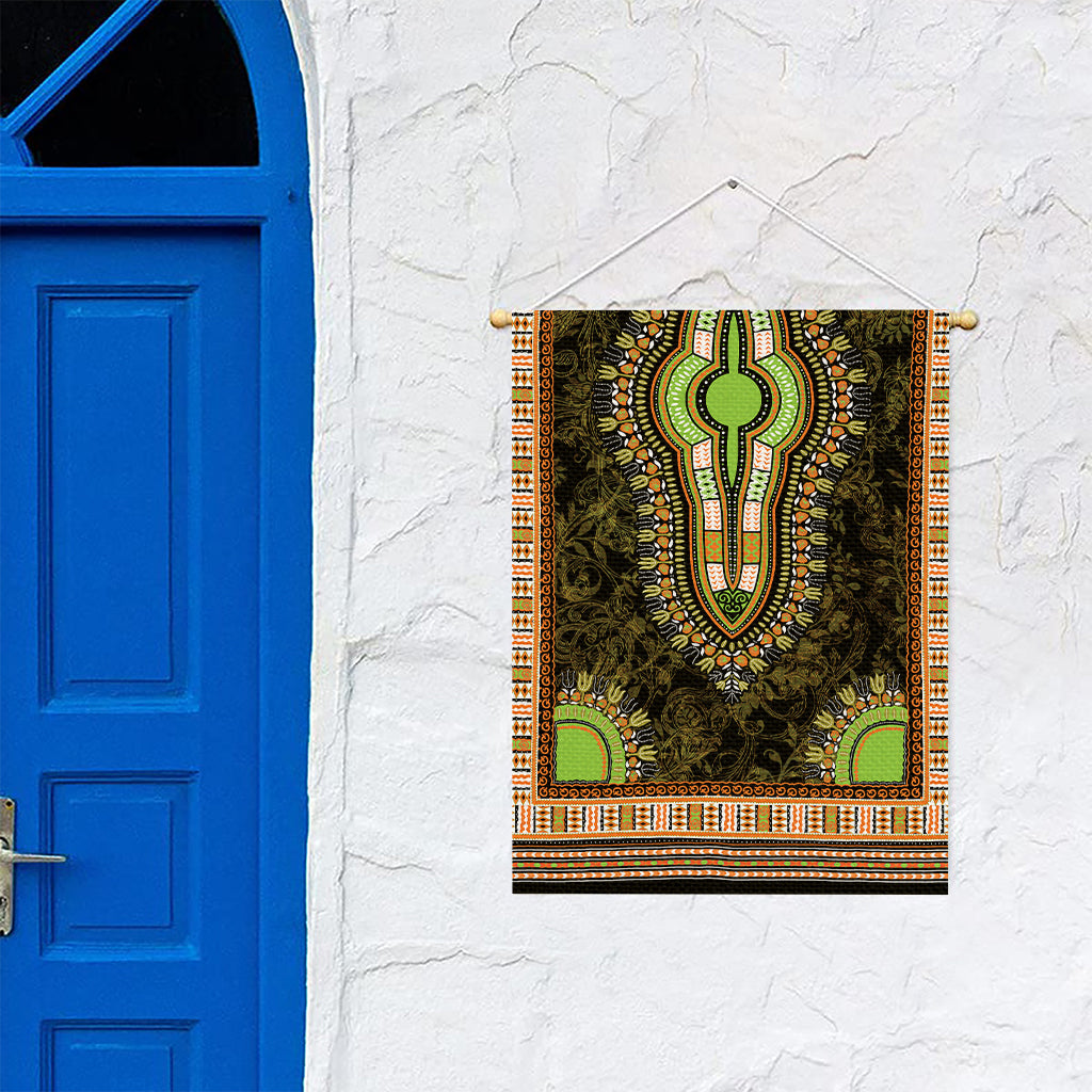 Orange And Black African Dashiki Print Garden Flag