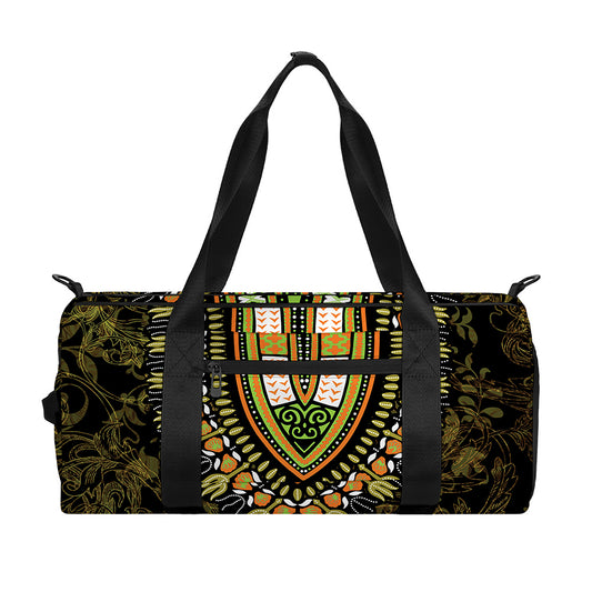 Orange And Black African Dashiki Print Gym Bag