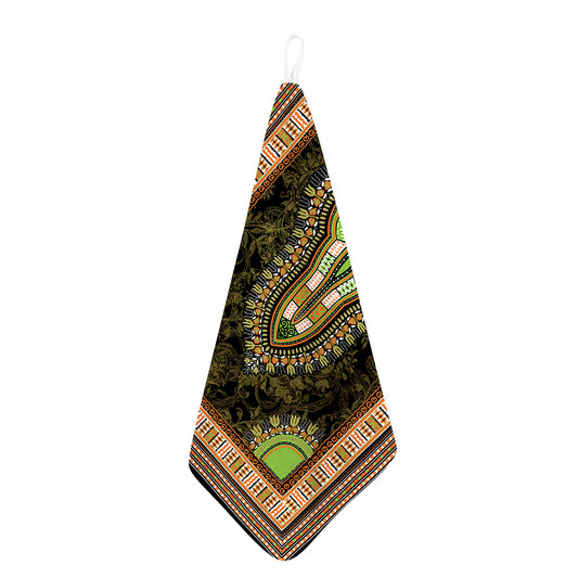 Orange And Black African Dashiki Print Hand Towel