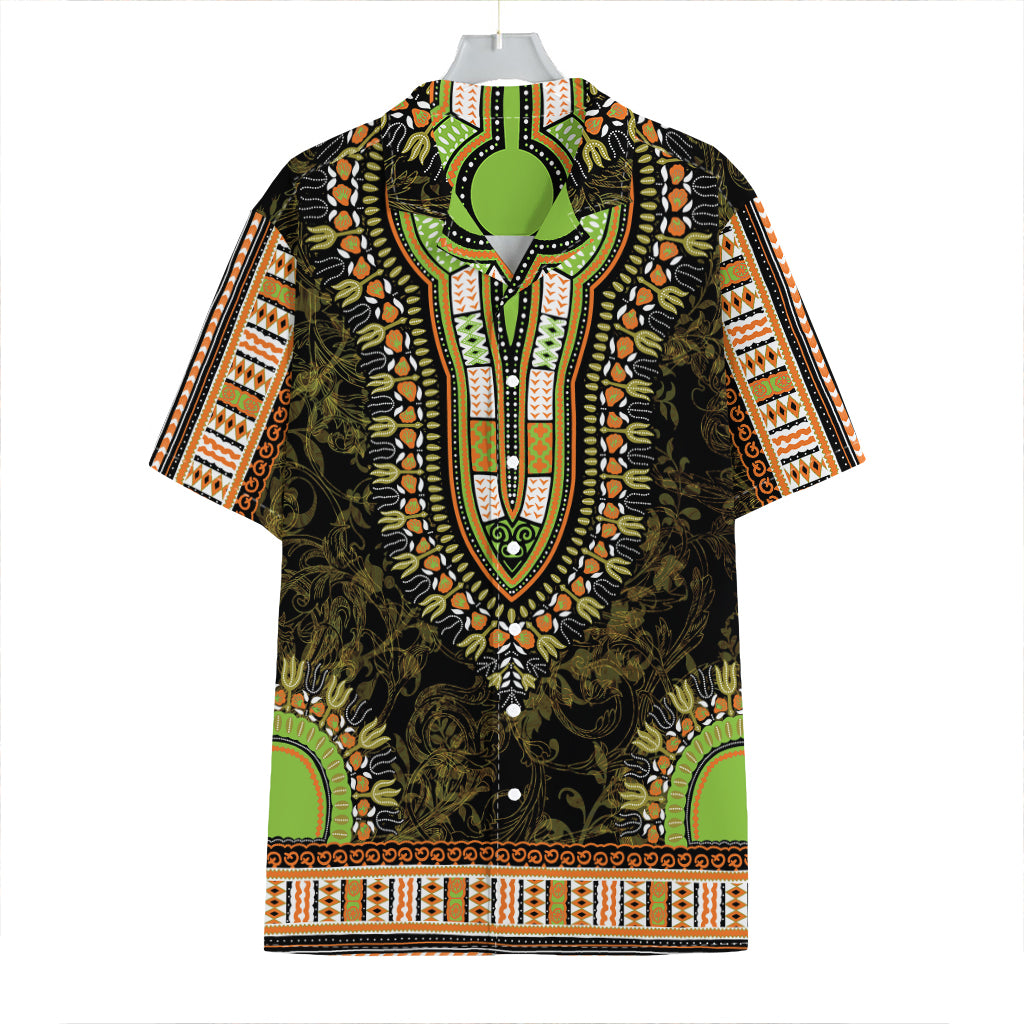 Orange And Black African Dashiki Print Hawaiian Shirt