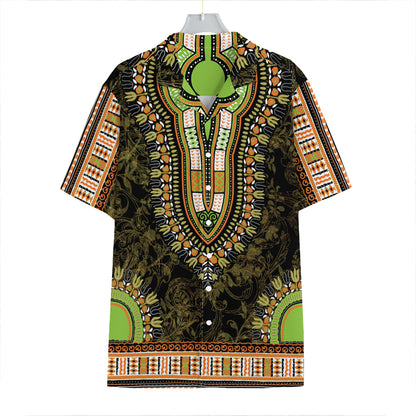 Orange And Black African Dashiki Print Hawaiian Shirt