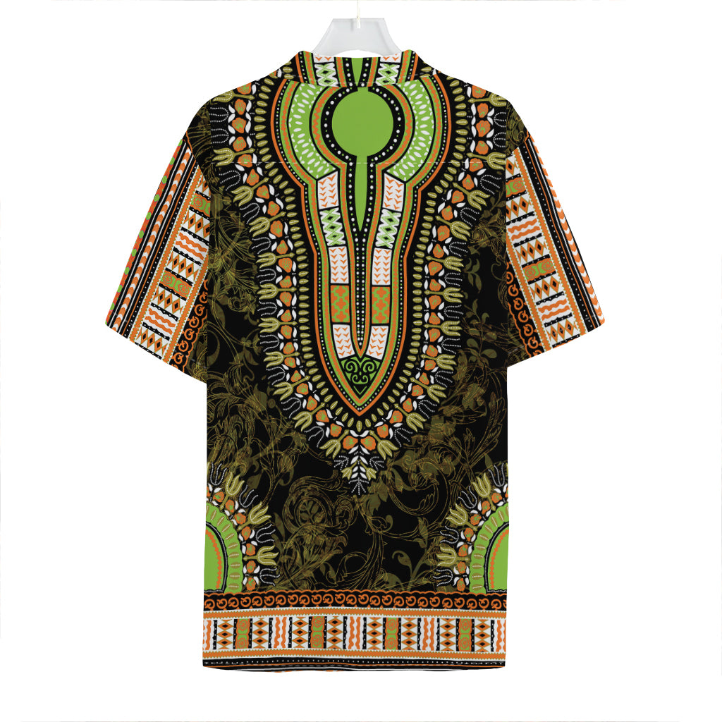 Orange And Black African Dashiki Print Hawaiian Shirt