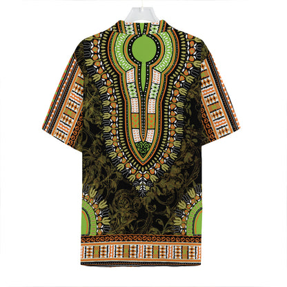 Orange And Black African Dashiki Print Hawaiian Shirt