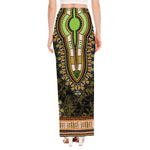 Orange And Black African Dashiki Print High Slit Maxi Skirt