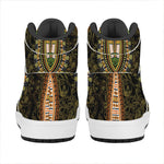Orange And Black African Dashiki Print High Top Leather Sneakers