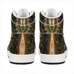 Orange And Black African Dashiki Print High Top Leather Sneakers