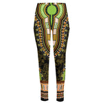 Orange And Black African Dashiki Print High-Waisted Pocket Leggings