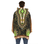 Orange And Black African Dashiki Print Hoodie Blanket