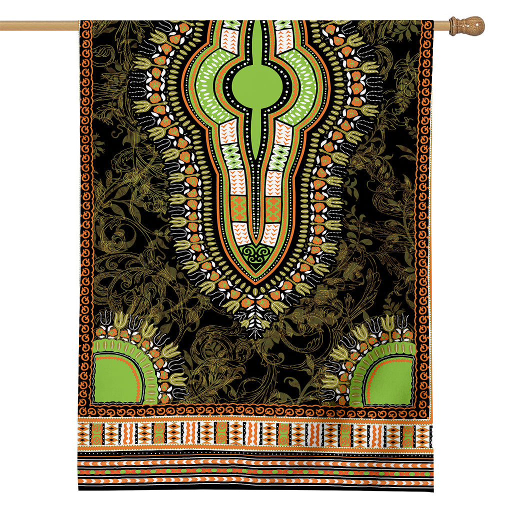 Orange And Black African Dashiki Print House Flag