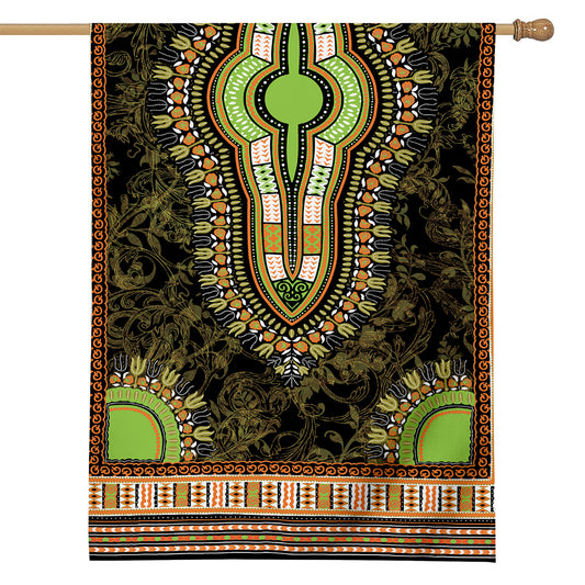 Orange And Black African Dashiki Print House Flag