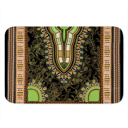 Orange And Black African Dashiki Print Indoor Door Mat