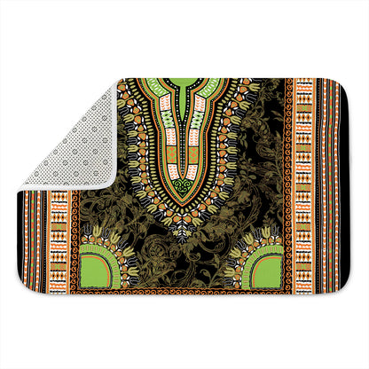 Orange And Black African Dashiki Print Indoor Door Mat