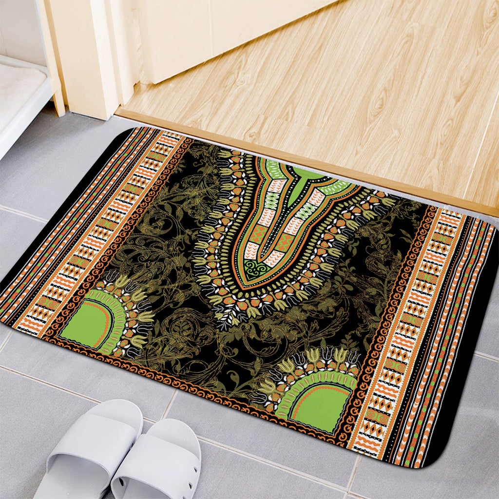Orange And Black African Dashiki Print Indoor Door Mat