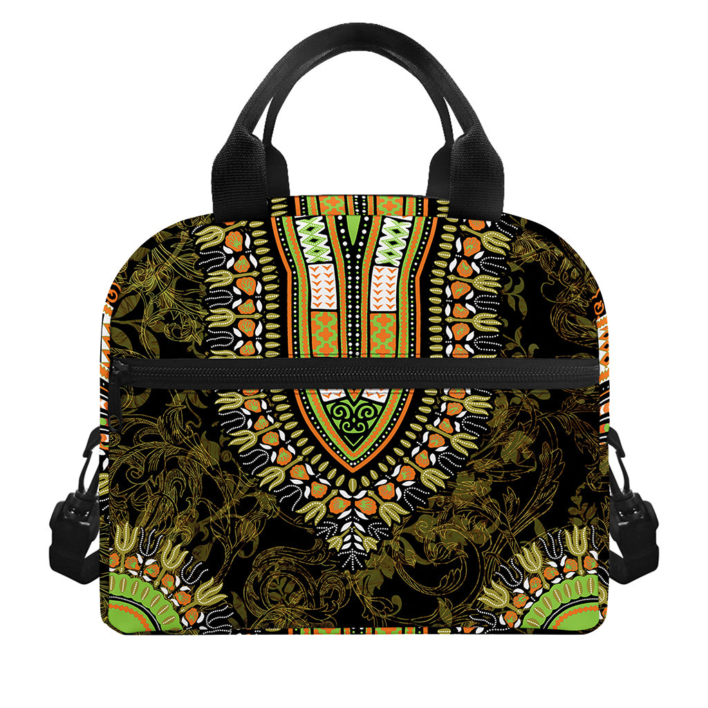 Orange And Black African Dashiki Print Insulated Lunch Bag