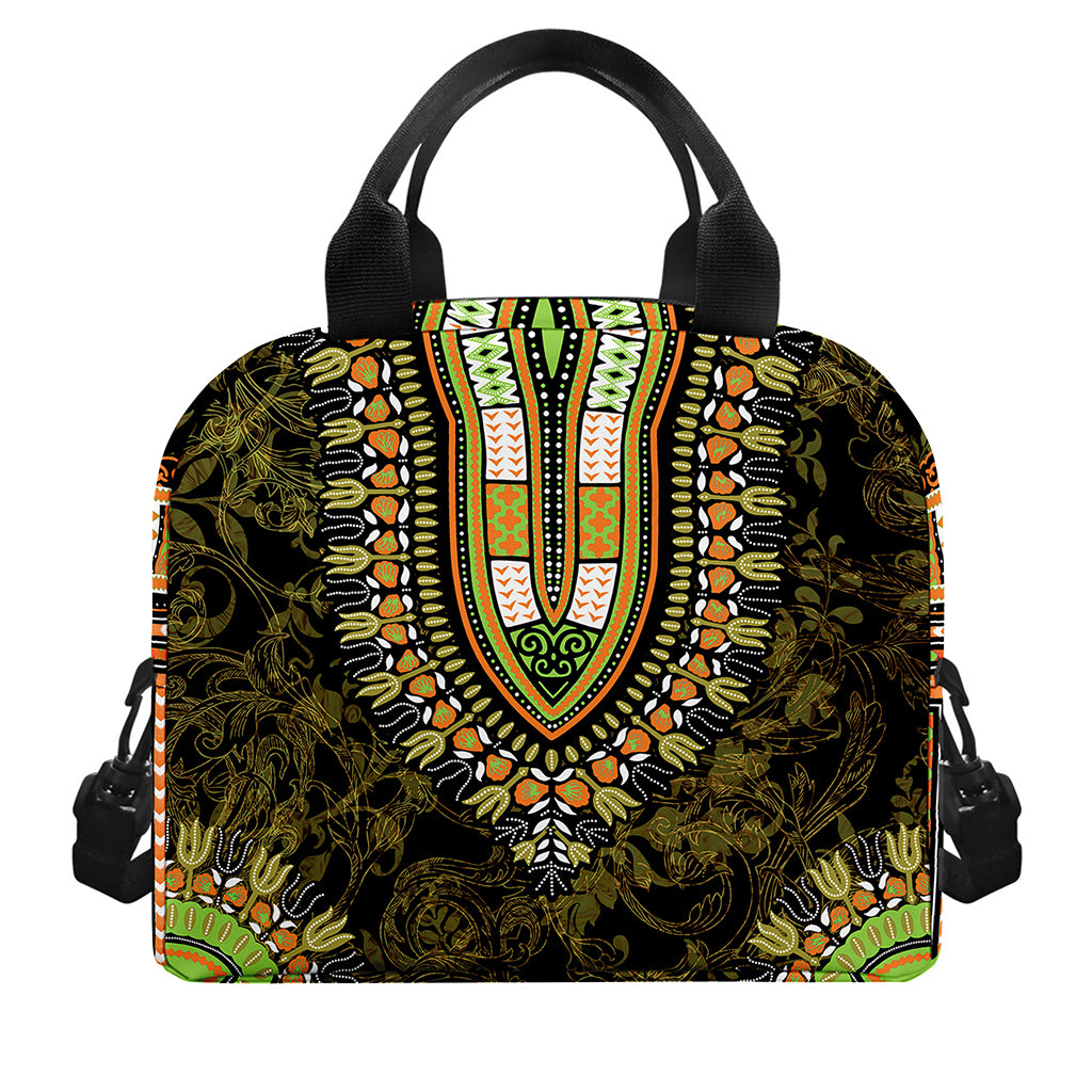 Orange And Black African Dashiki Print Insulated Lunch Bag