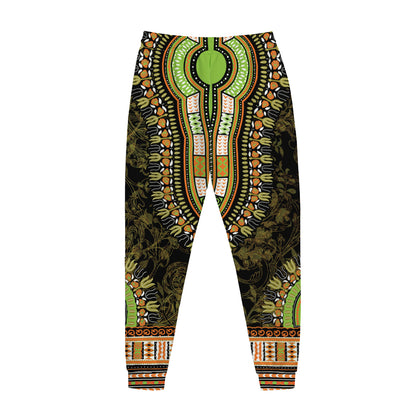 Orange And Black African Dashiki Print Jogger Pants