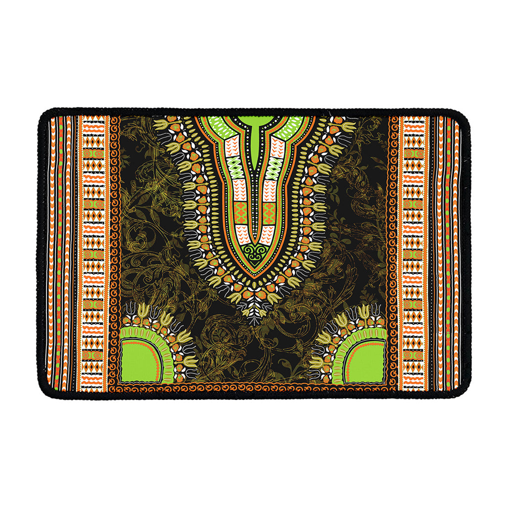 Orange And Black African Dashiki Print Kitchen Mat