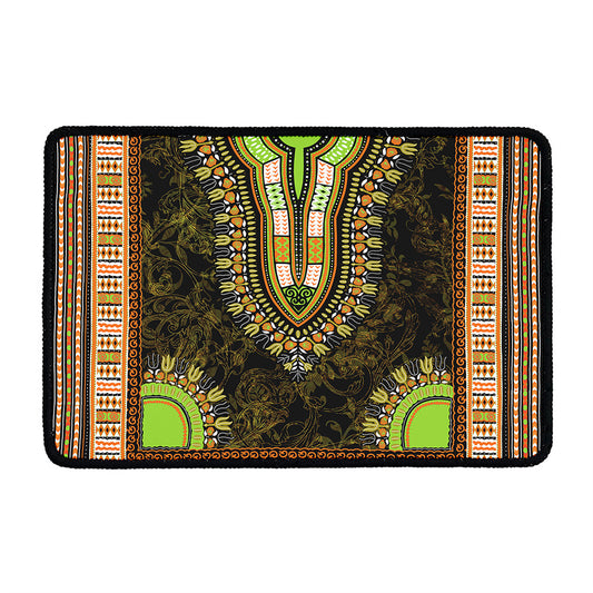 Orange And Black African Dashiki Print Kitchen Mat