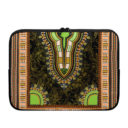 Orange And Black African Dashiki Print Laptop Sleeve