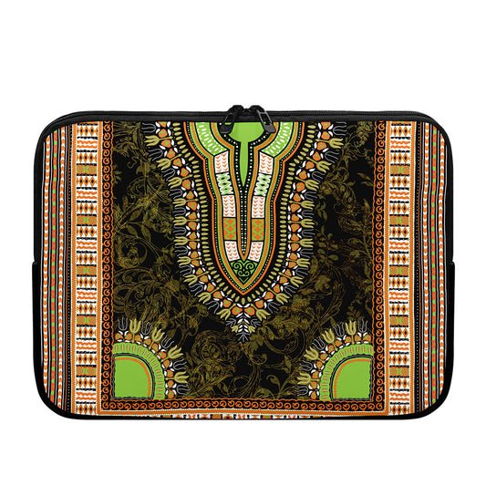 Orange And Black African Dashiki Print Laptop Sleeve