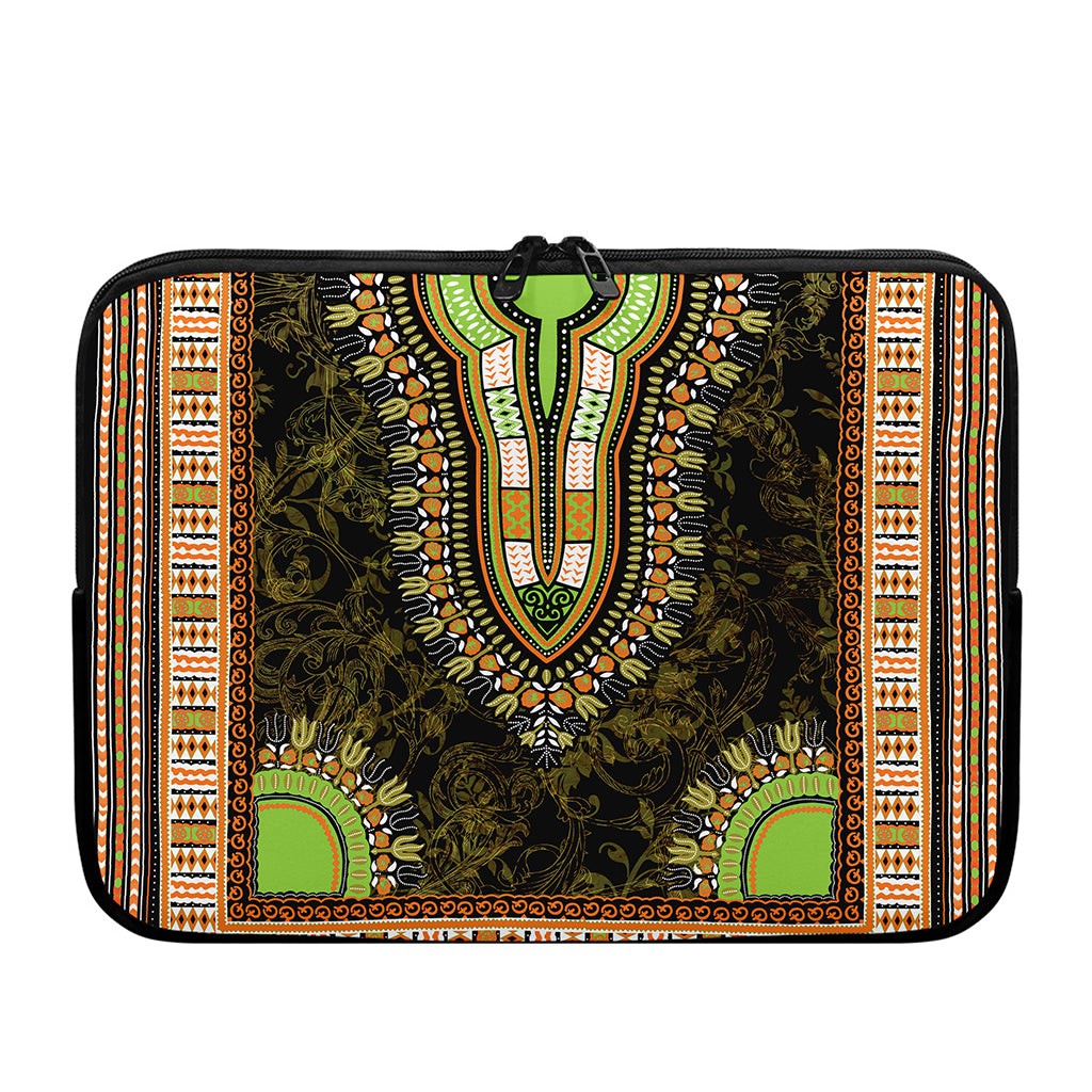 Orange And Black African Dashiki Print Laptop Sleeve