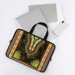 Orange And Black African Dashiki Print Laptop Sleeve With Handle