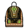 Orange And Black African Dashiki Print Leather Backpack