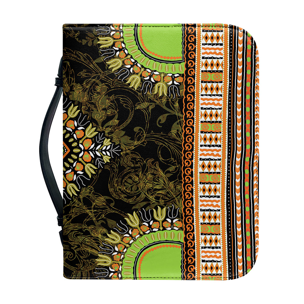 Orange And Black African Dashiki Print Leather Bible Cover