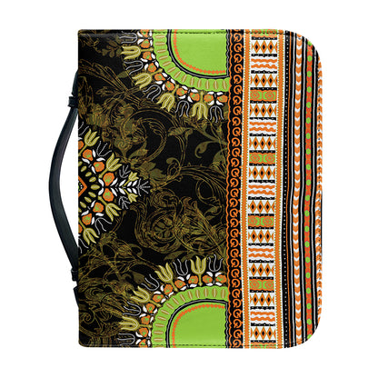 Orange And Black African Dashiki Print Leather Bible Cover
